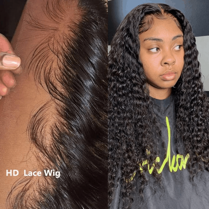 Incolorwig Glueless HD Lace Wigs 5x5 Lace Closure Curly Wave Hair Wigs 180% Hair Density