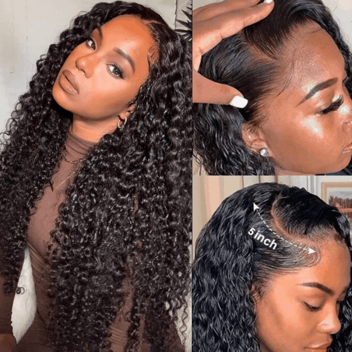 Incolorwig Glueless HD Lace Wigs 5x5 Lace Closure Curly Wave Hair Wigs 180% Hair Density