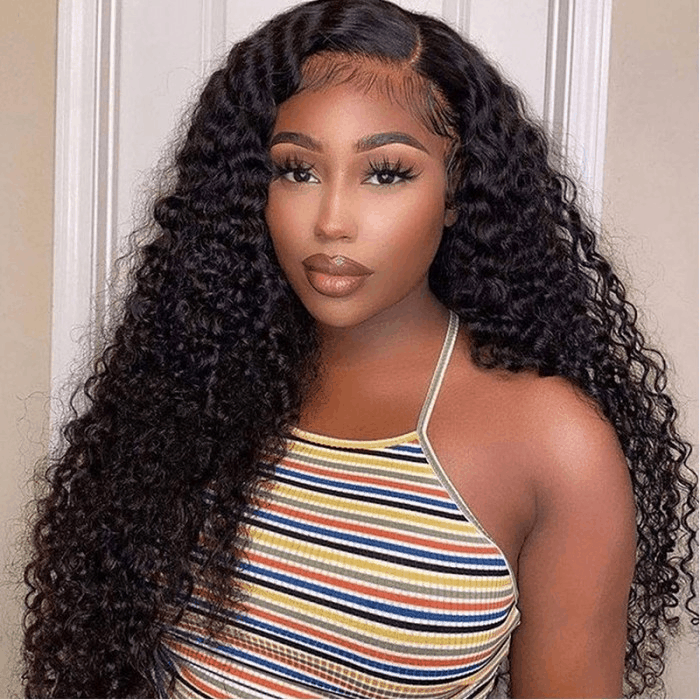 Incolorwig Glueless HD Lace Wigs 5x5 Lace Closure Curly Wave Hair Wigs 180% Hair Density