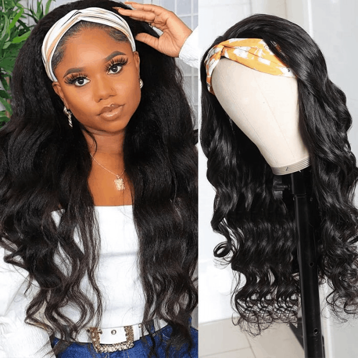 Incolorwig Latest Headband Wig Natural Black Body Wave Hair 150% Density Wig