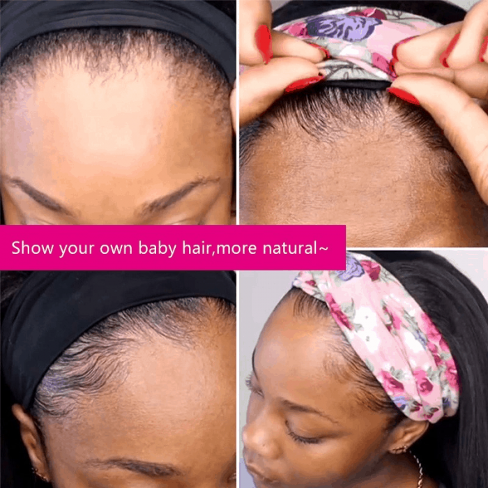 Incolorwig Latest Headband Wig Natural Black Body Wave Hair 150% Density Wig