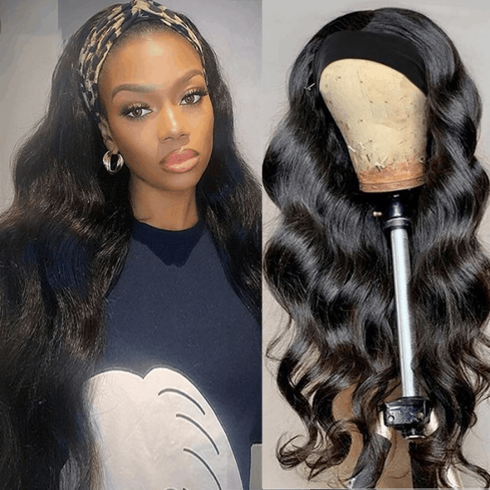 Incolorwig Latest Headband Wig Natural Black Body Wave Hair 150% Density Wig