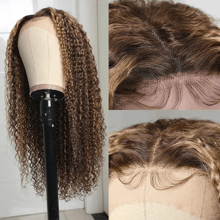 Incolorwig 13x4 Lace Frontal Wig Pre Plucked Jerry Curl Honey Blonde Highlight Ombre Human Hair With Baby Hair