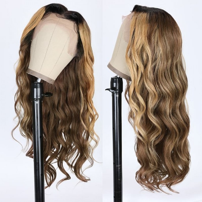 Incolorwig Ombre Highlight Color Loose Wave 13x4 Lace Front Wigs Pre Plucked With Baby Hair