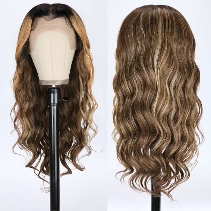 Incolorwig Ombre Highlight Color Loose Wave 13x4 Lace Front Wigs Pre Plucked With Baby Hair