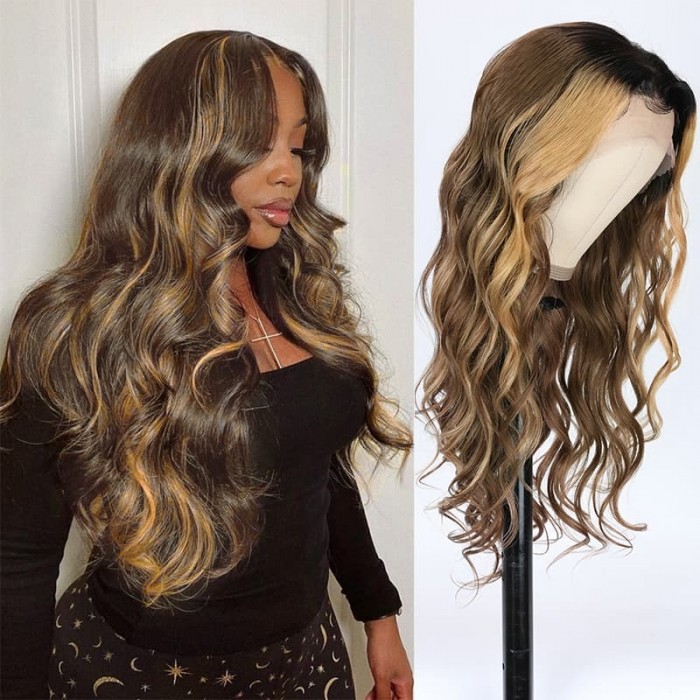 Incolorwig Ombre Highlight Color Loose Wave 13x4 Lace Front Wigs Pre Plucked With Baby Hair