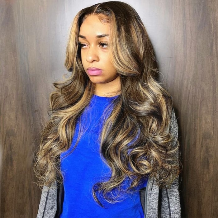 Incolorwig Ombre Highlight Color Loose Wave 13x4 Lace Front Wigs Pre Plucked With Baby Hair