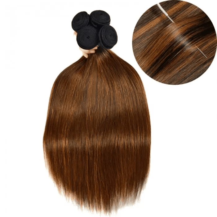 Incolorwig Ombre Highlights Color Straight Virgin Human Hair 4 Bundles With 4x4 Lace Closure