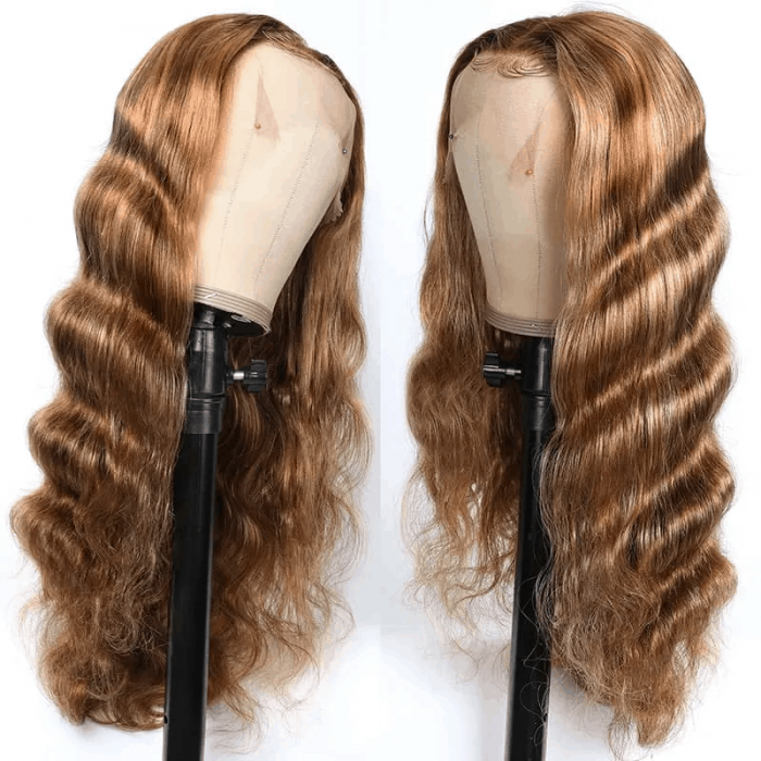 Incolorwig Honey Blonde Body Wave T Part Wig With Baby Hair 150% Density 13x4 Lace Frontal Human Hair