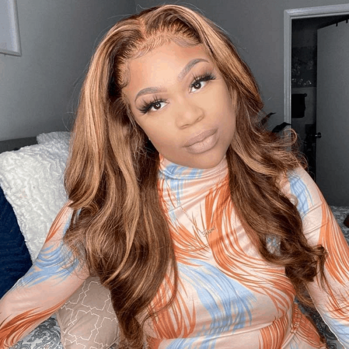 Incolorwig Honey Blonde Body Wave T Part Wig With Baby Hair 150% Density 13x4 Lace Frontal Human Hair