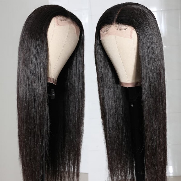 Incolorwig 4x4 Lace Closure Wig Straight Hair Wig Pre Plucked Wigs Human Hair Natual Black 150% Density