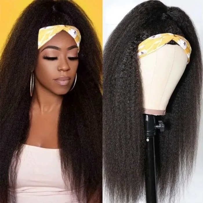 Incolorwig Kinky Straight Human Hair Half Wigs Glueless 3/4 Half Wigs 150% Density Wigs