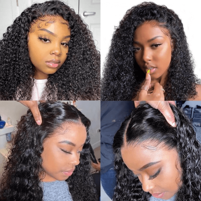 Incolorwig Natural Black Color 13x4 Lace Front Realistic Kinky Curly Human Hair Wigs