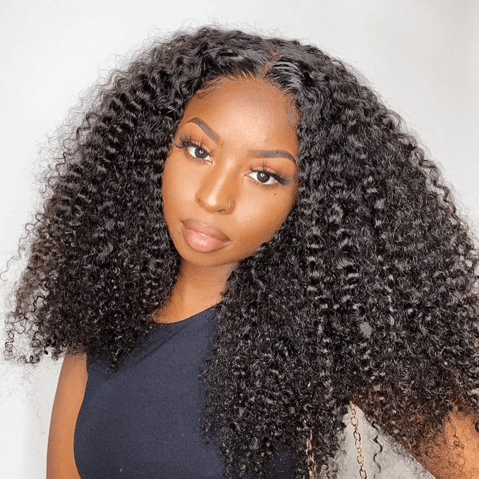 Incolorwig Natural Black Color 13x4 Lace Front Realistic Kinky Curly Human Hair Wigs