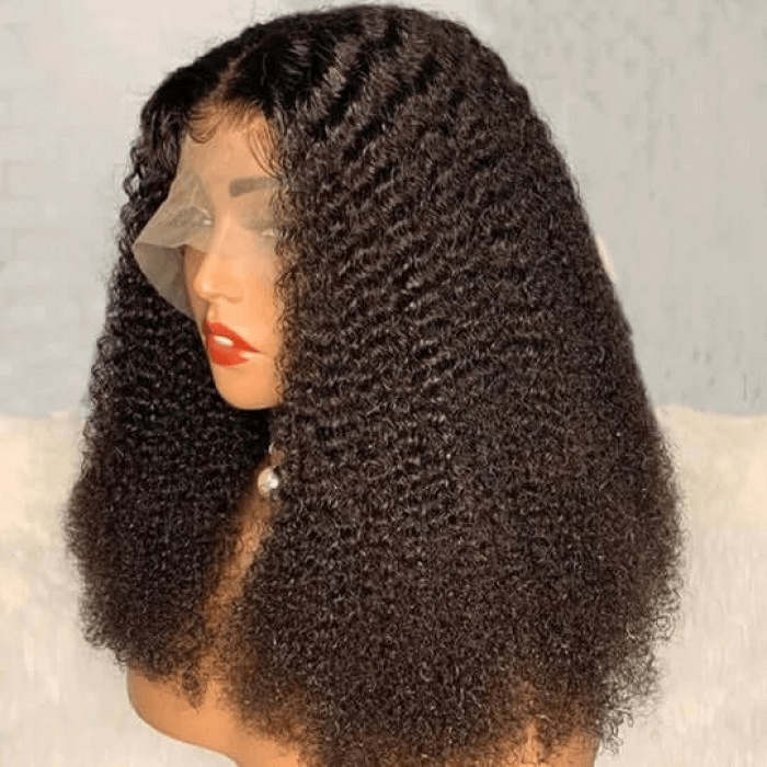 Incolorwig Natural Black Color 13x4 Lace Front Realistic Kinky Curly Human Hair Wigs