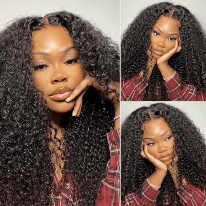 Incolorwig Natural Black Color 13x4 Lace Front Realistic Kinky Curly Human Hair Wigs