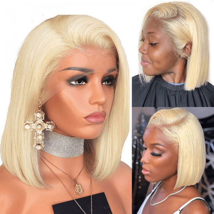 Incolorwig 13x4 Transparent Lace 613 Blonde Bob Wig Straight Human Hair Wig 150% Density  
