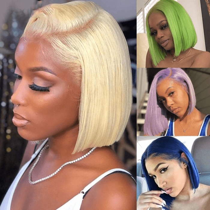 Incolorwig 13x4 Transparent Lace 613 Blonde Bob Wig Straight Human Hair Wig 150% Density  