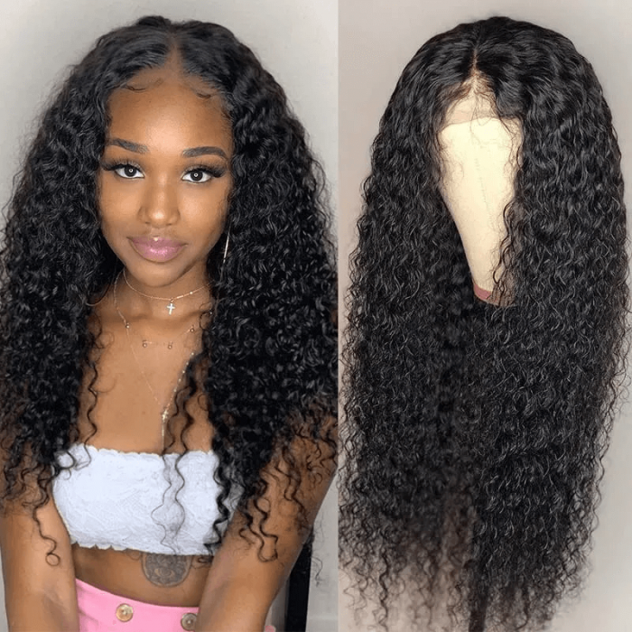 Incolorwig 13x6 Jerry Curly Lace Frontal Wigs 100% Human Virgin Hair Wigs Natural Black