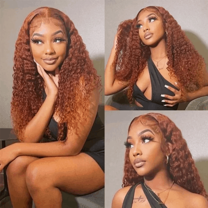 Incolorwig #30 Color Jerry Curly Lace Part Hairline Wig 13x4 Lace Front Wigs 150% Density