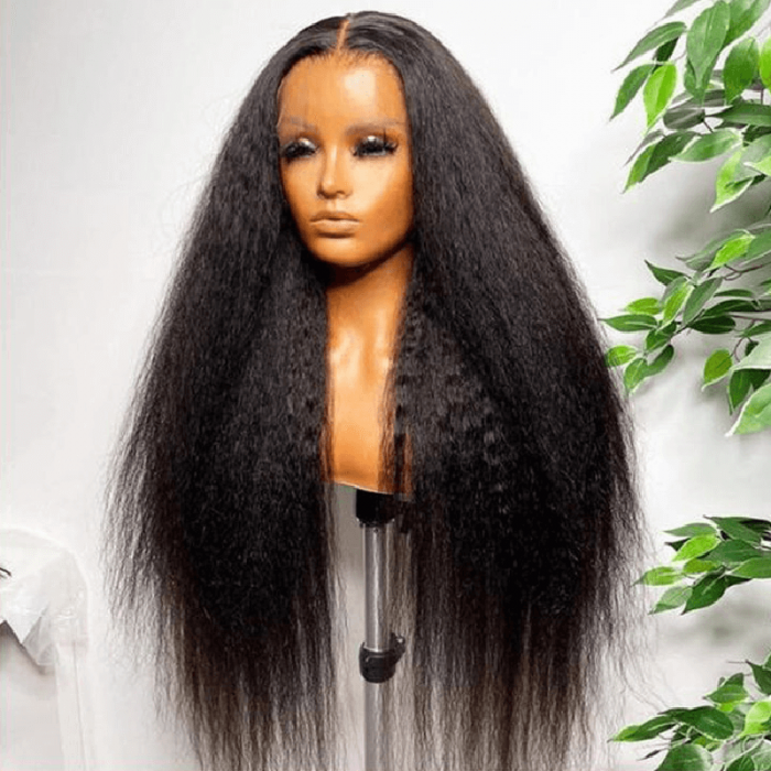 Incolorwig 5x5 Transparent HD Lace Closure Kinky Straight Wig 180% Density Glueless Wig Real Human Virgin Hair