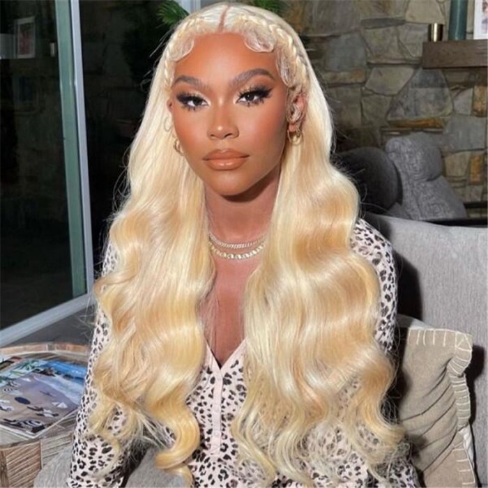 Incolorwig #613 Honey Blonde Lace Front Wig Human Hair 13×4 Transparent Lace Body Wave Wig 150% Density 