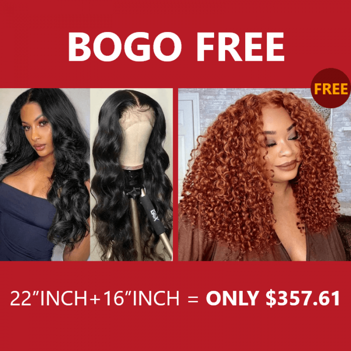 Incolorwig Auburn Coily Jerry Curly T Part Wig 150% Density Body Wave 13*4 Lace Frontal Wigs Bogo Free