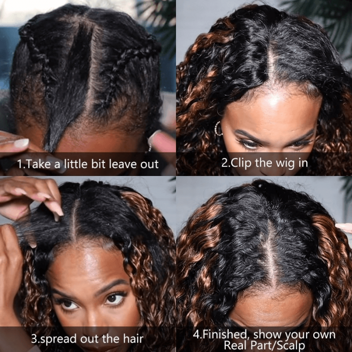 Incolorwig Balayage Highlight Color Wigs V Part Wig Jerry Curly Beginner Friendly Upgrade U Part Wig