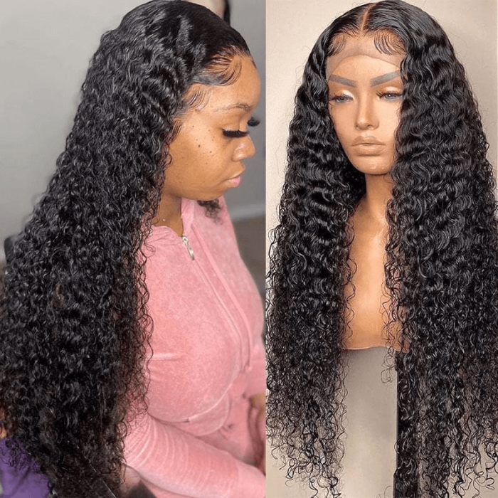 Incolorwig Best Deep Wave Human Hair Wigs Natural Black 13x4 Lace Front Wigs With Baby Hair