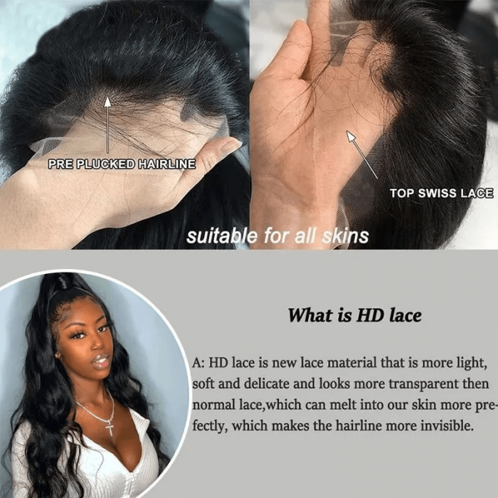 Incolorwig Body Wave 13x4 HD Lace Wigs Transparent Lace Front Wigs Pre Plucked With Baby Hair