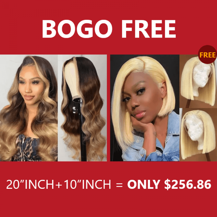 Incolorwig 20 Inch Face Framing Highlights Wigs Loose Wave Lace Part Wig #613 Blonde 4×4 Lace Closure Wigs Bogo Free