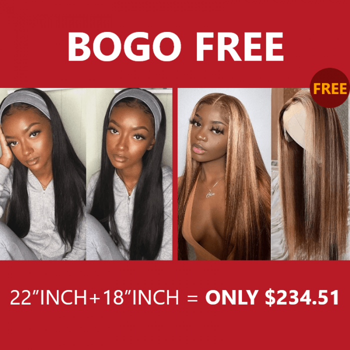 Incolorwig 22 Inch Straight Hair Wig 150% Density Natural Black Headband Wig #TL412 Highlight Straight Hair T Part Wigs Bogo Free