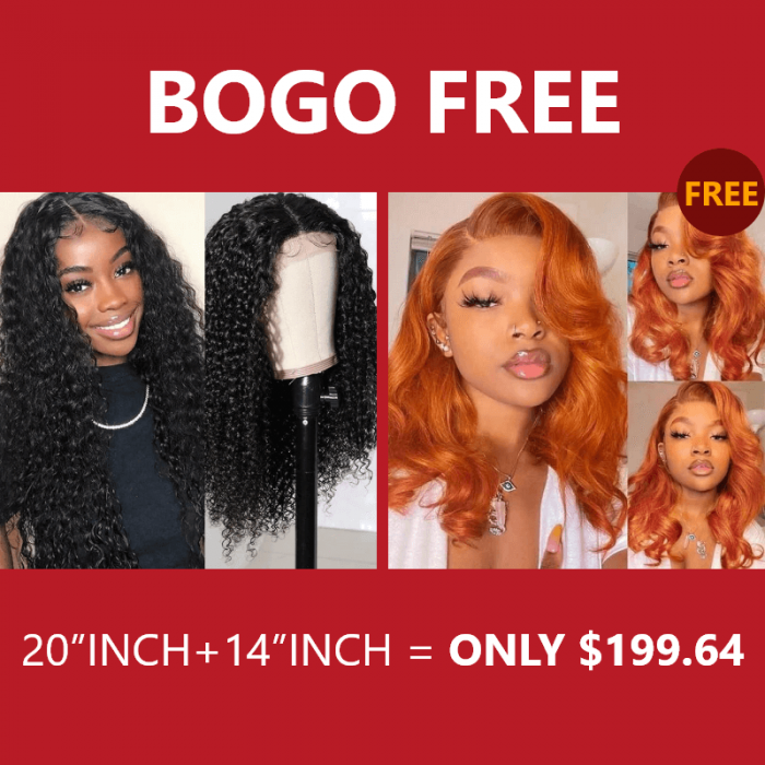 Incolorwig 20 Inch Jerry Curly Wigs Hairline Lace Part Wigs Ginger Orange Body Wave Lace Part Wig Bogo Free