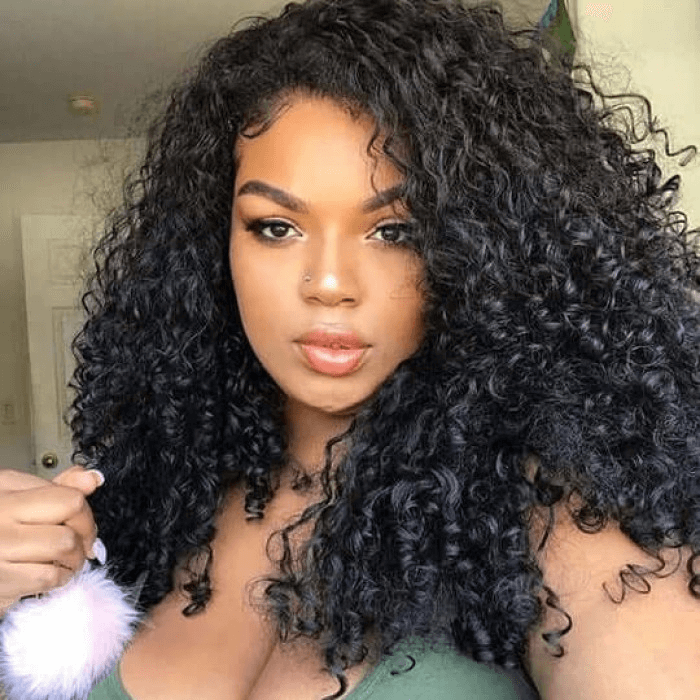 Incolorwig Bouncy Curly Human Hair Bob Wigs Natural Black Glueless Wigs 200% Density Jet Black And #1B Hair