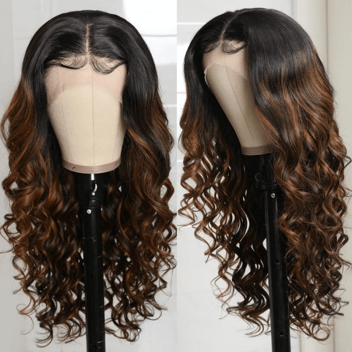 Incolorwig Brown Colored Body Wave Middle Part Wig #FB30 Color Glueless Wig 150% Density