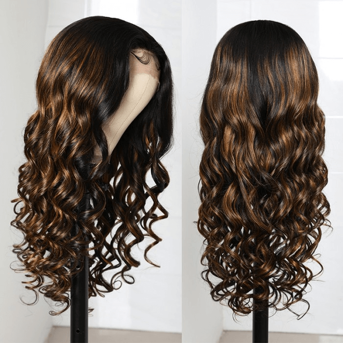 Incolorwig Brown Colored Body Wave Middle Part Wig #FB30 Color Glueless Wig 150% Density
