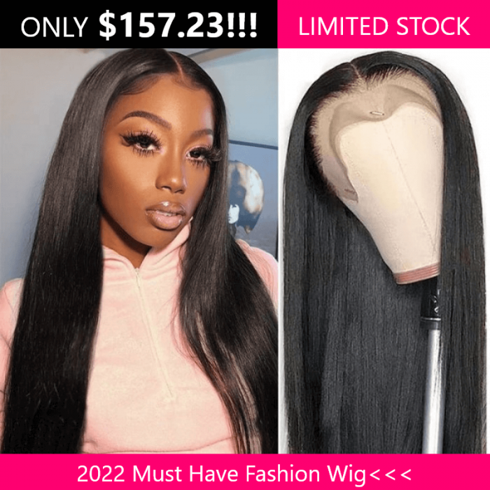 Incolorwig 22 Inch Natural Black T Part Lace Wig Straight Human Hair Wigs