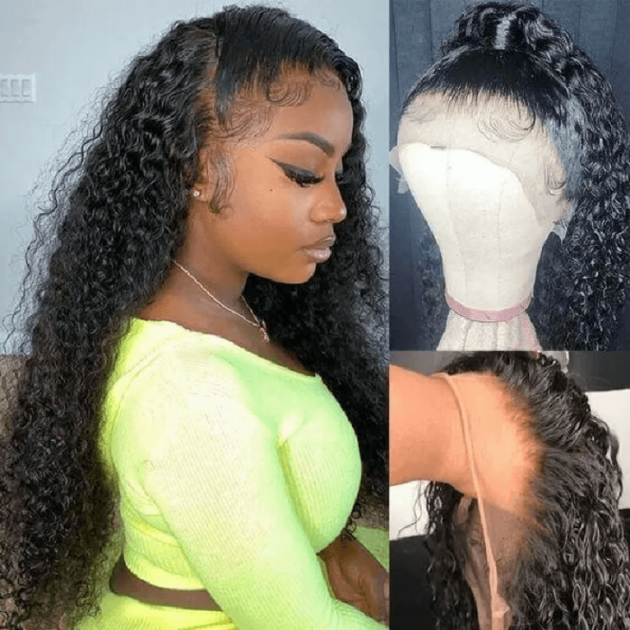 Incolorwig 13x6 Jerry Curly Lace Frontal Wigs 100% Human Virgin Hair Wigs Natural Black