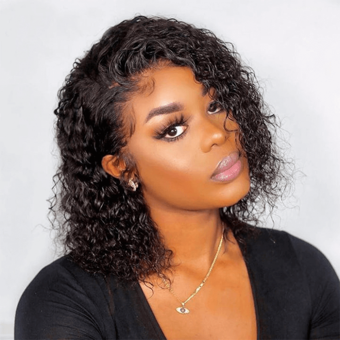 Incolorwig Glueless Water Wave Bob Wigs Beginner Friendly Natural Black Human Hair V Part Wigs