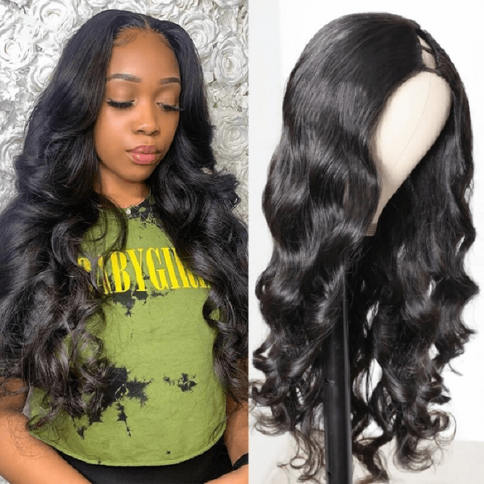 Incolorwig Natural Black Body Wave U Part Wig Fashion Glueless Human Hair Wigs 150% Density Wigs For Women