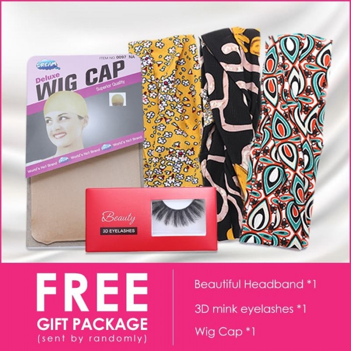 Incolorwig Random Free Gift: Wig Cap or Beautiful Headband or 3D Mink Eyelashes