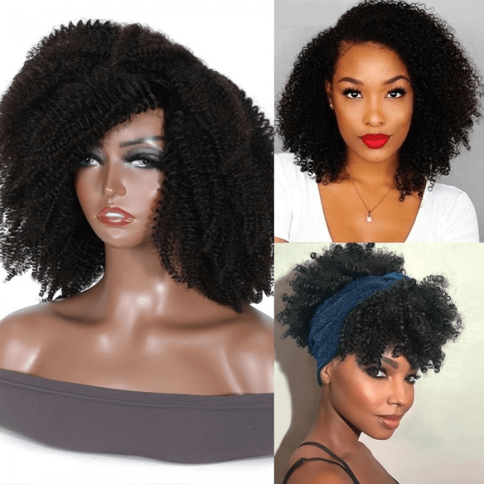 Incolorwig Short Curly Afro Wigs Glueless Human Hair Wigs 200% Density Remy Hair African American Wigs