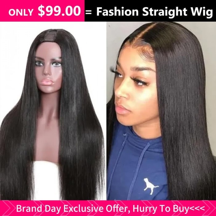 Easy To Wear Straight Human Hair U Part Wigs 20 Inch