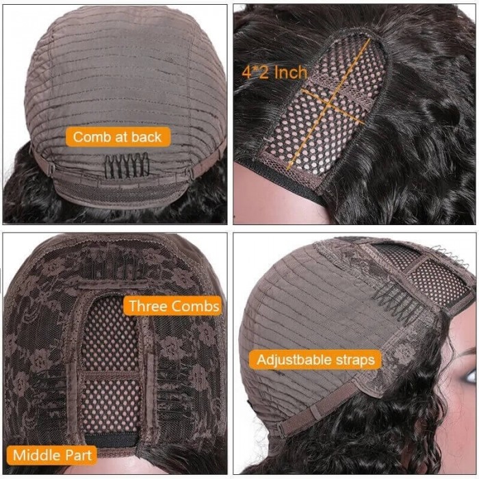 Easy To Wear Straight Human Hair U Part Wigs 20 Inch