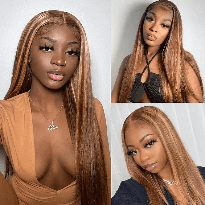 Incolorwig #TL412 Highlight Straight Human Hair Wigs 13x5x0.5 T Part Wig Best 13x4 Lace Front Wig Honey Blonde Wigs