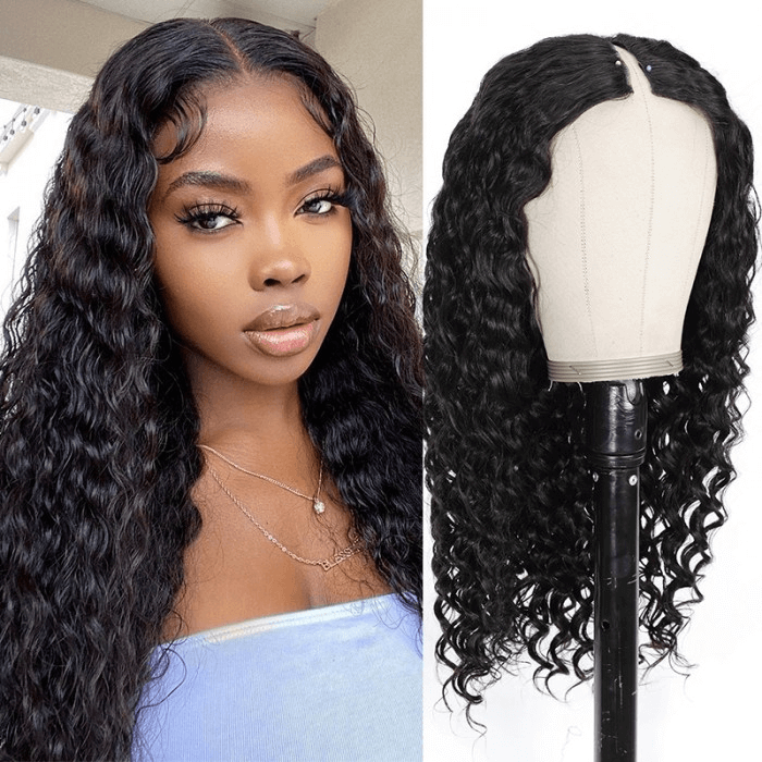 Incolorwig Wet And Wavy Deep Wave V Part Wigs Magic Quickly Change Hairstyle Straight To Deep Wave Wig