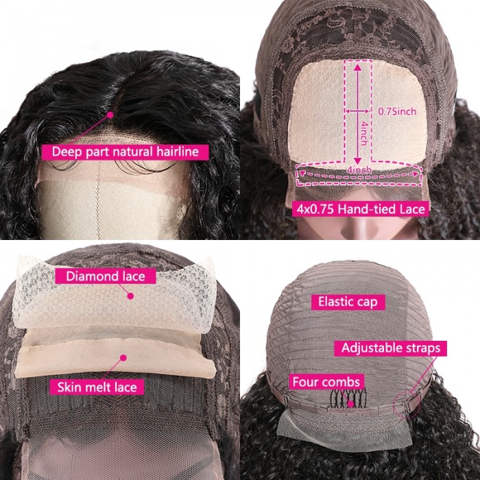 Incolorwig Hot Sale Jerry Curly Wigs Hairline Lace Part Wigs 150% Density 13*4 Lace Front Thick Human Hair Afro Curly Wigs