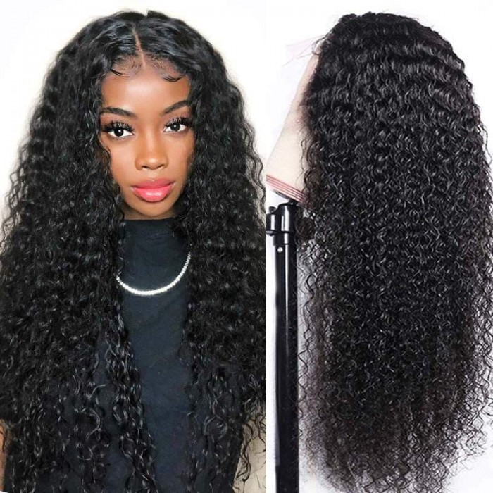 Incolorwig Jerry Curly 4x4 Lace Closure Wigs Human Virgin Hair Pre Plucked Natural Hairline 150% Density