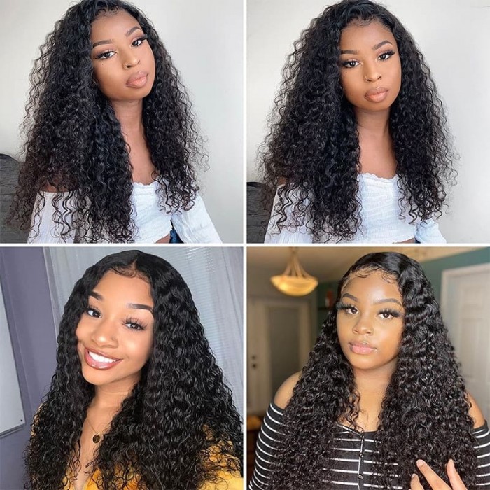 Incolorwig Jerry Curly 4x4 Lace Closure Wigs Human Virgin Hair Pre Plucked Natural Hairline 150% Density