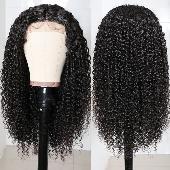 Incolorwig Jerry Curly 4x4 Lace Closure Wigs Human Virgin Hair Pre Plucked Natural Hairline 150% Density